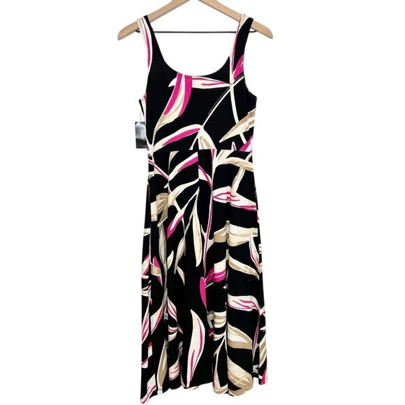 ALFANI PETITE MEDIUM MULTICOLOR BLACK PINK WHITE WOMEN TANK DRESS BRAND NEW - Picture 1 of 8